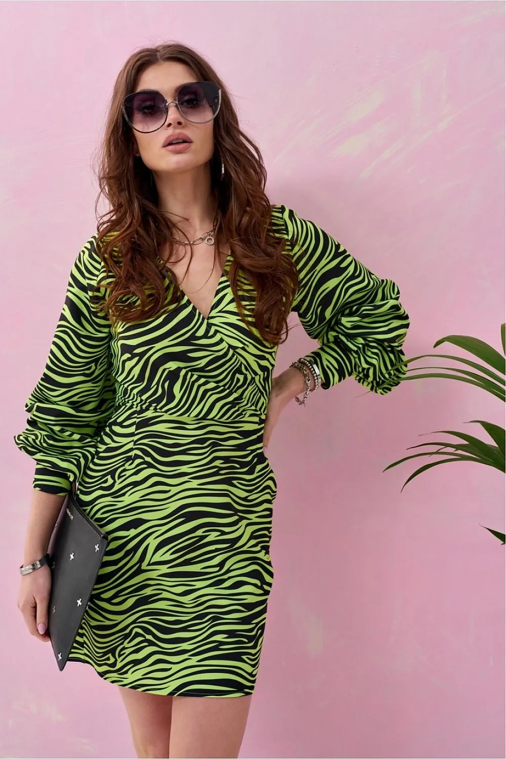 Draped Envelope Neck Mini Dress
