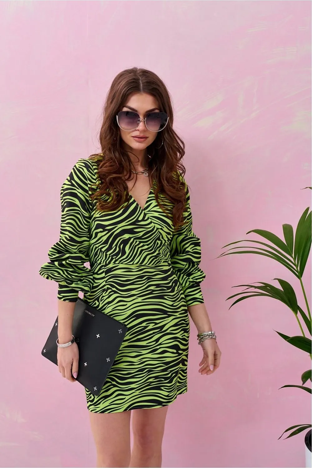 Draped Envelope Neck Mini Dress
