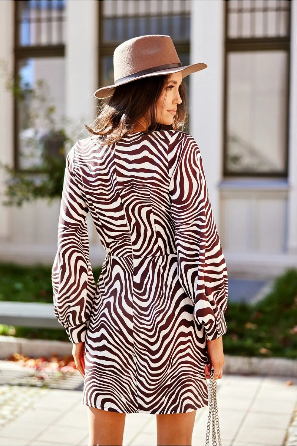 Draped Envelope Neck Mini Dress