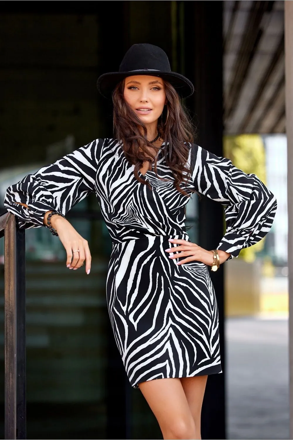 Draped Envelope Neck Mini Dress