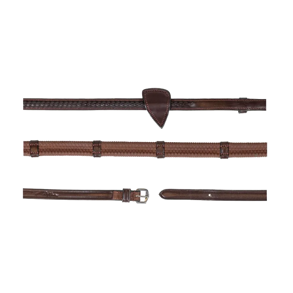 Dy'on New English 1/2'' Rubber reins with 7 leather loops and plaited finishing NE05W