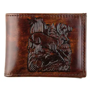 EB308-195  Antique Finish Billfold- Deer