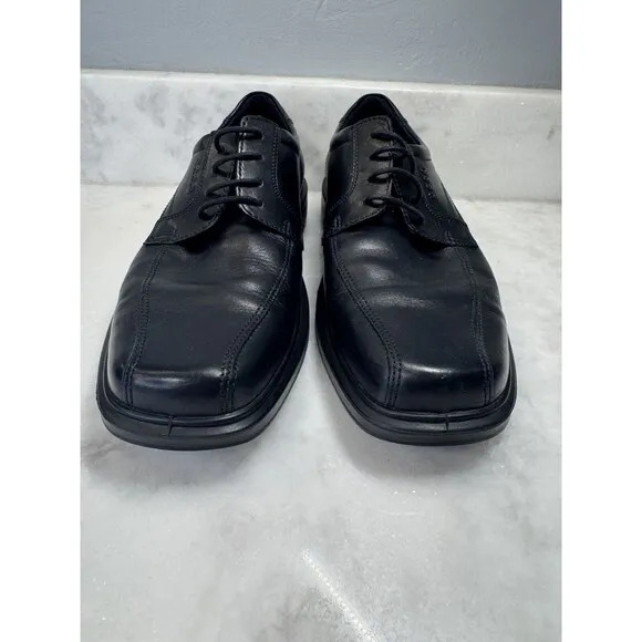 Ecco Helsinki Lace Up Dress Shoes Black Leather Mens Size EU 44 US 10 - EUC