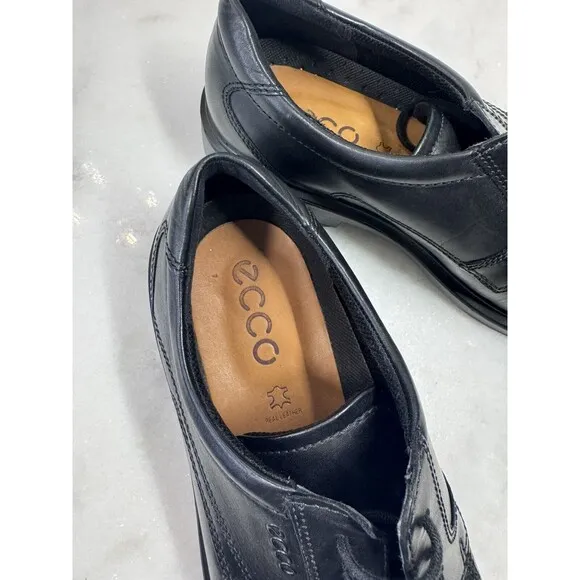 Ecco Helsinki Lace Up Dress Shoes Black Leather Mens Size EU 44 US 10 - EUC