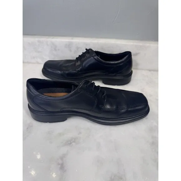 Ecco Helsinki Lace Up Dress Shoes Black Leather Mens Size EU 44 US 10 - EUC