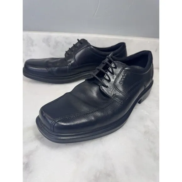Ecco Helsinki Lace Up Dress Shoes Black Leather Mens Size EU 44 US 10 - EUC