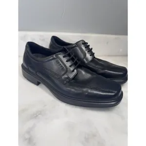 Ecco Helsinki Lace Up Dress Shoes Black Leather Mens Size EU 44 US 10 - EUC