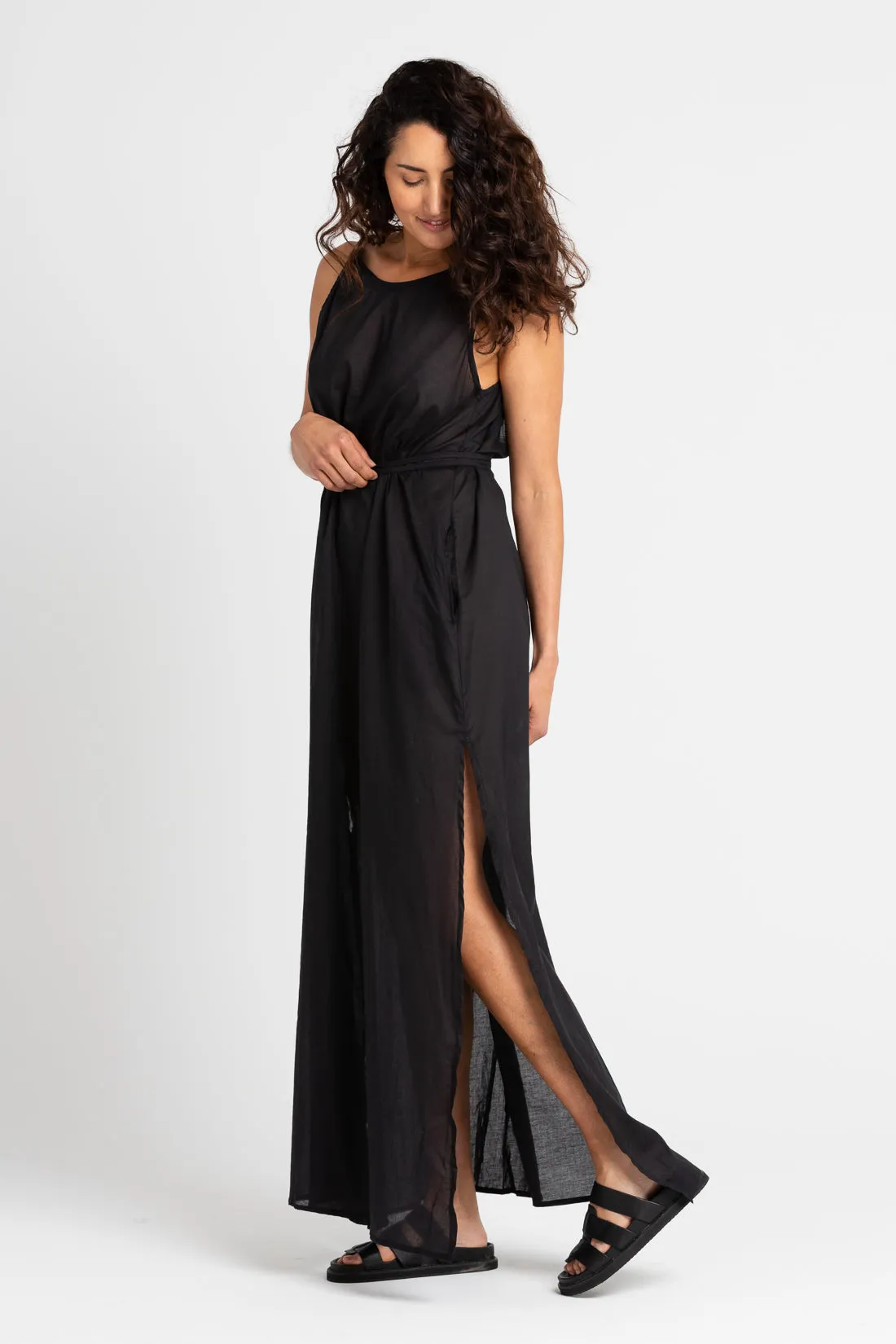 Emily Cotton Maxi Dress Black