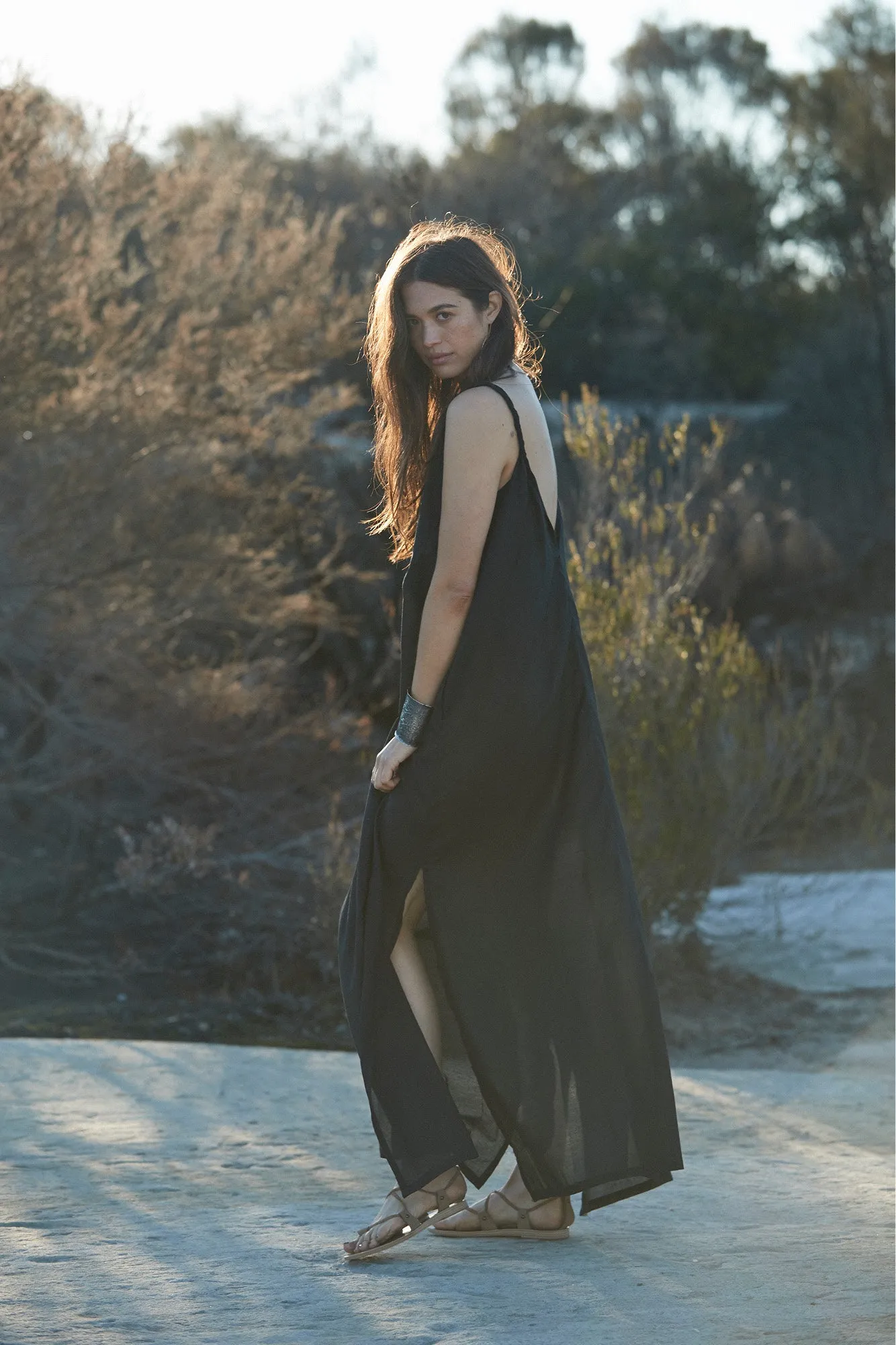Emily Cotton Maxi Dress Black
