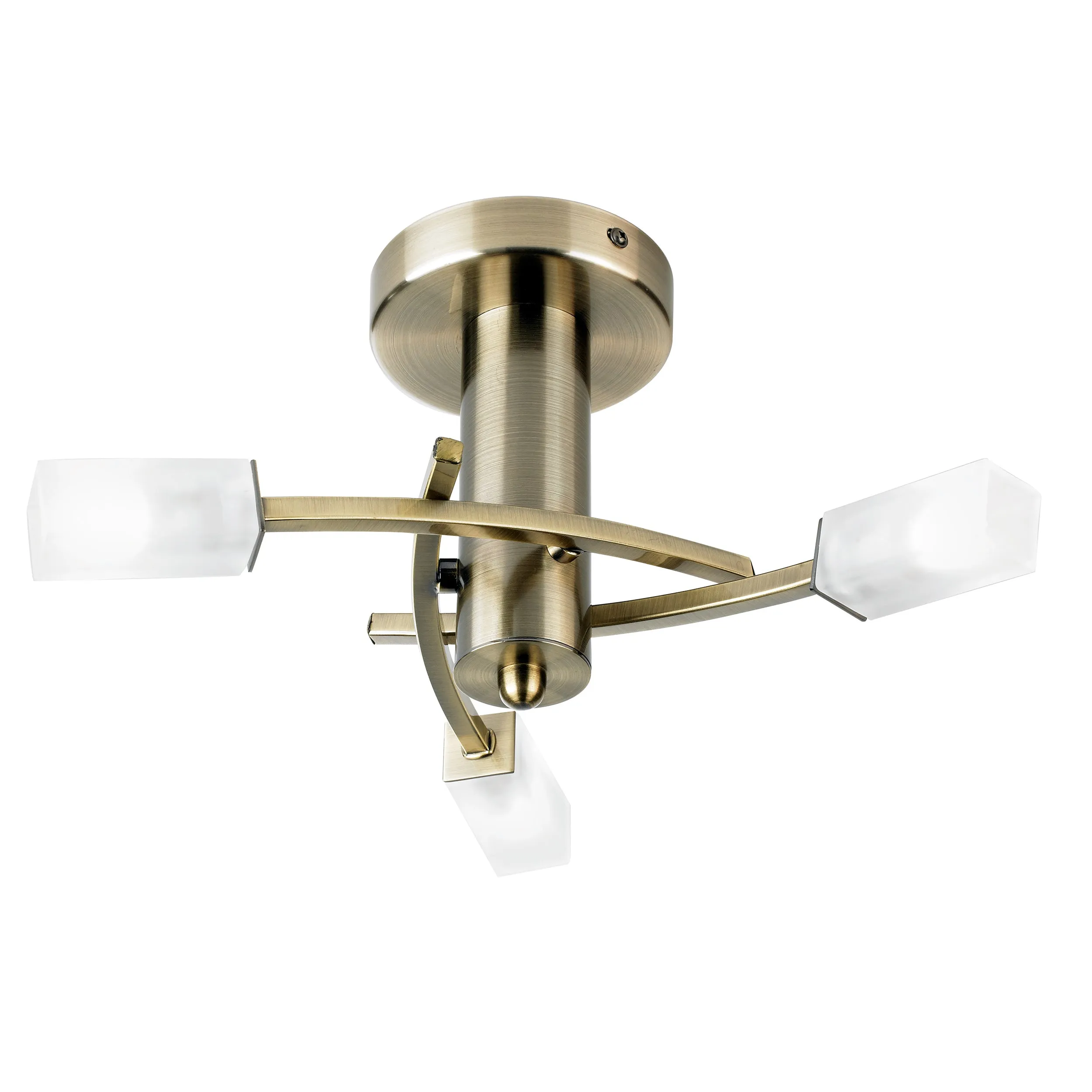 Endon 146-3AB Havana 3lt Semi flush Antique brass plate & frosted glass 3 x 3W LED G9 (Required)