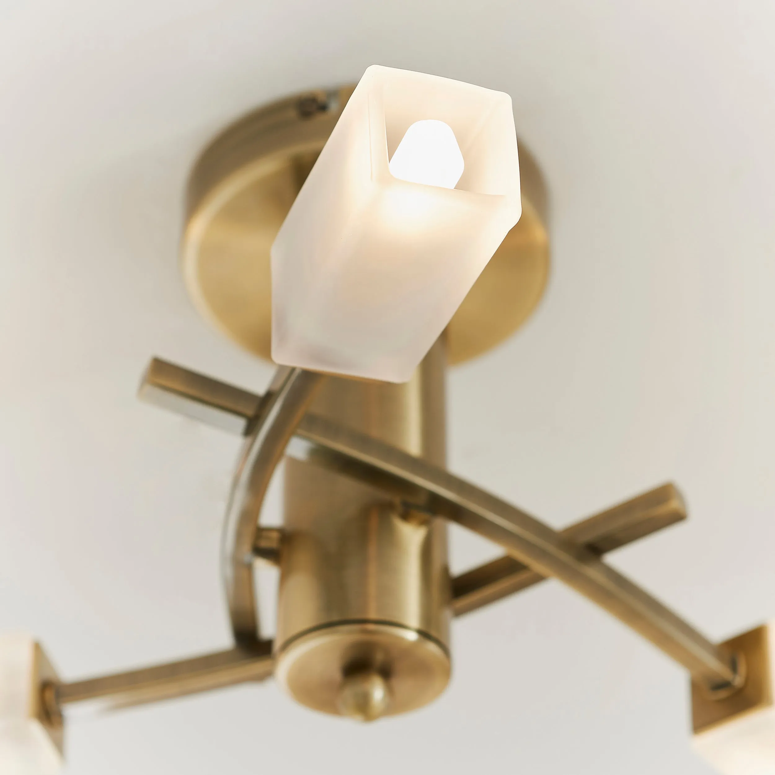 Endon 146-3AB Havana 3lt Semi flush Antique brass plate & frosted glass 3 x 3W LED G9 (Required)