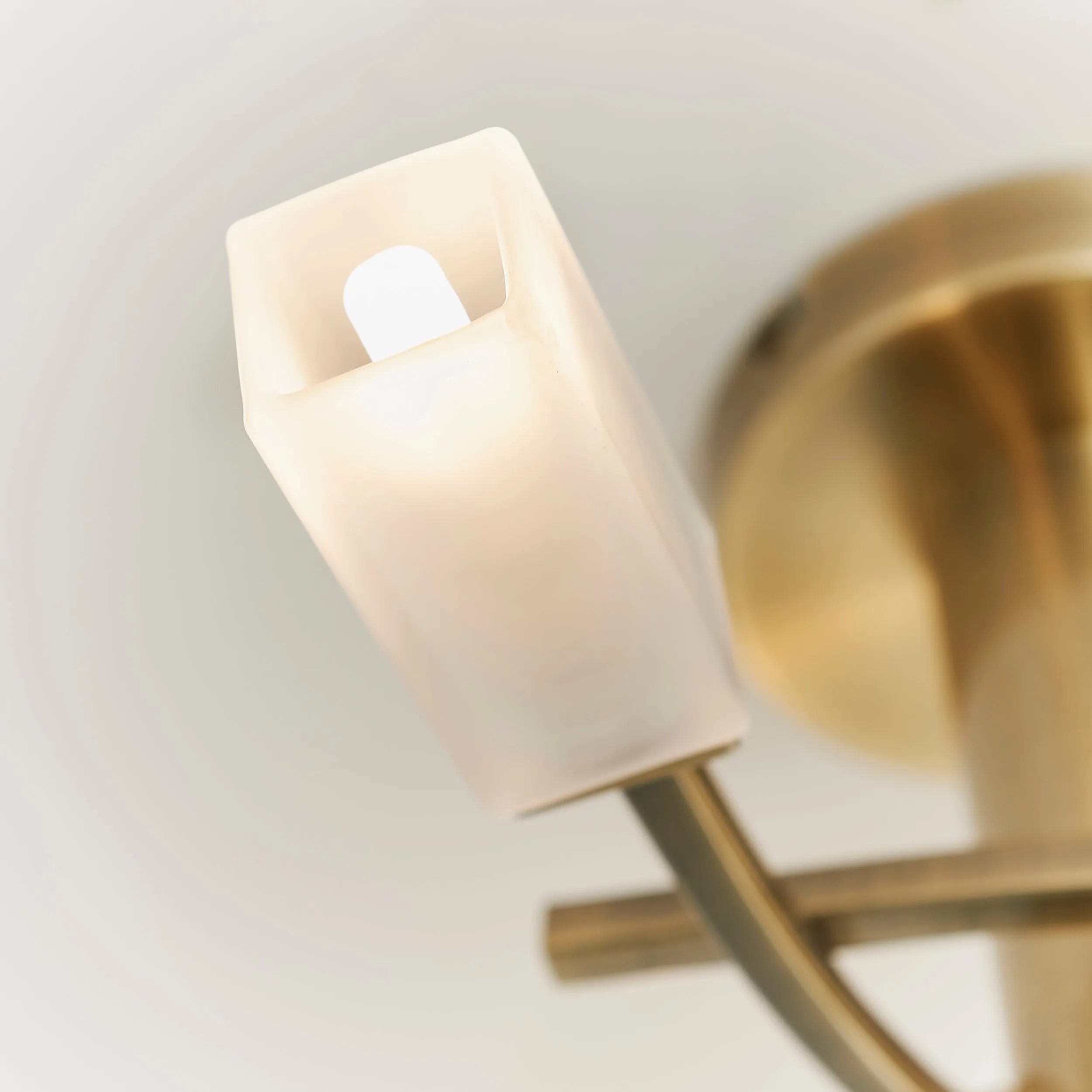 Endon 146-3AB Havana 3lt Semi flush Antique brass plate & frosted glass 3 x 3W LED G9 (Required)
