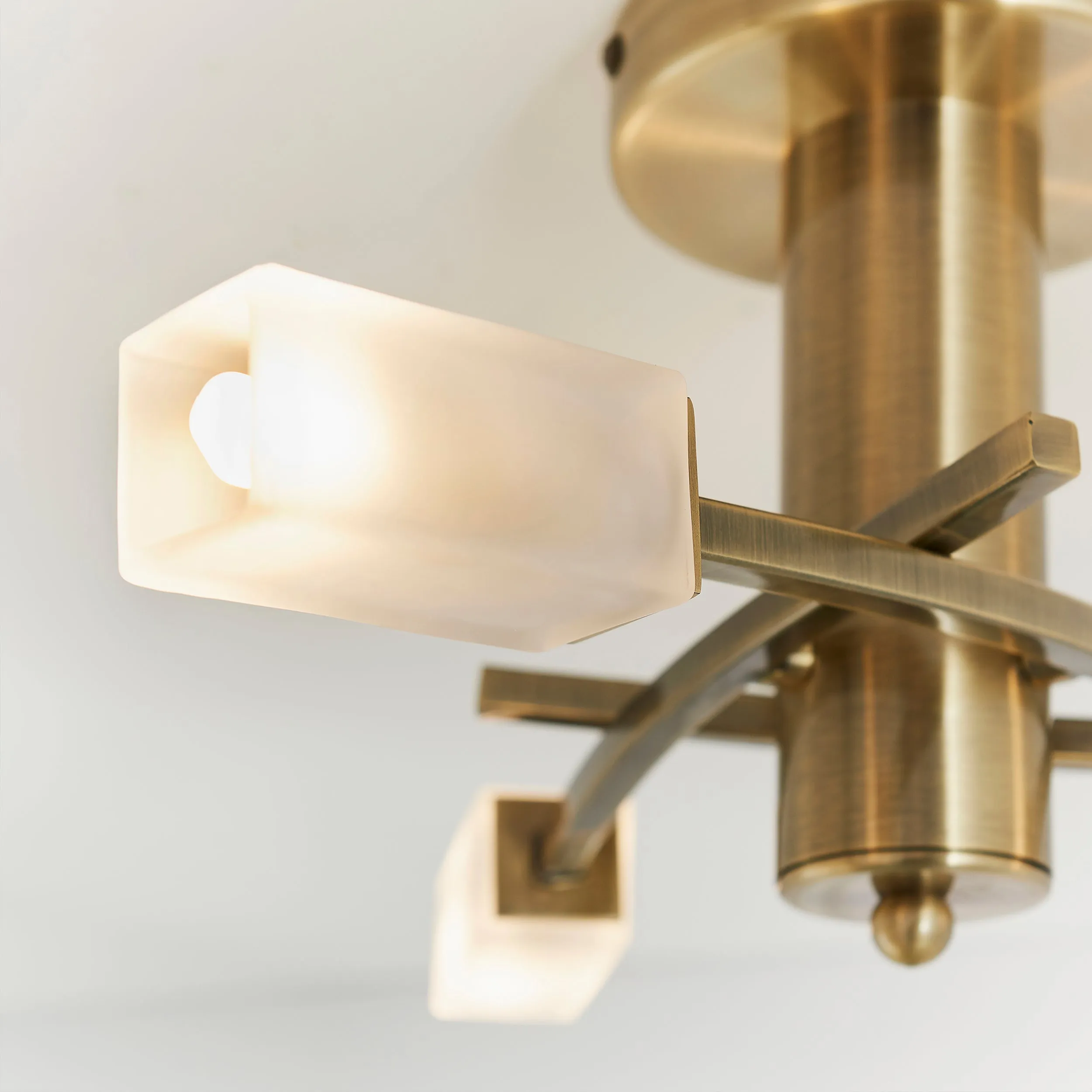 Endon 146-3AB Havana 3lt Semi flush Antique brass plate & frosted glass 3 x 3W LED G9 (Required)