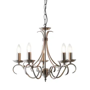Endon 2030-5AS Bernice 5lt Pendant Antique silver effect plate 5 x 60W E14 candle (Required)