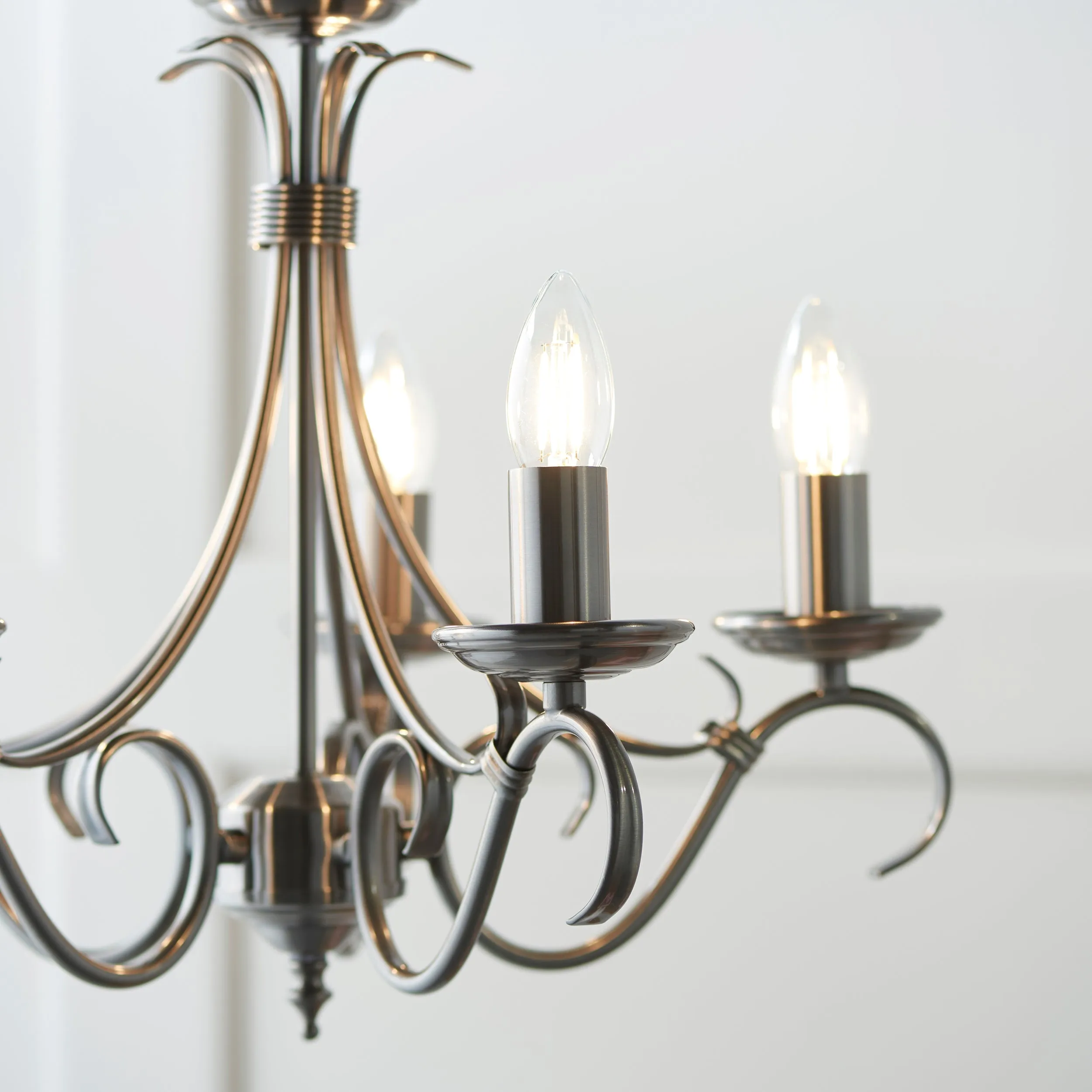 Endon 2030-5AS Bernice 5lt Pendant Antique silver effect plate 5 x 60W E14 candle (Required)