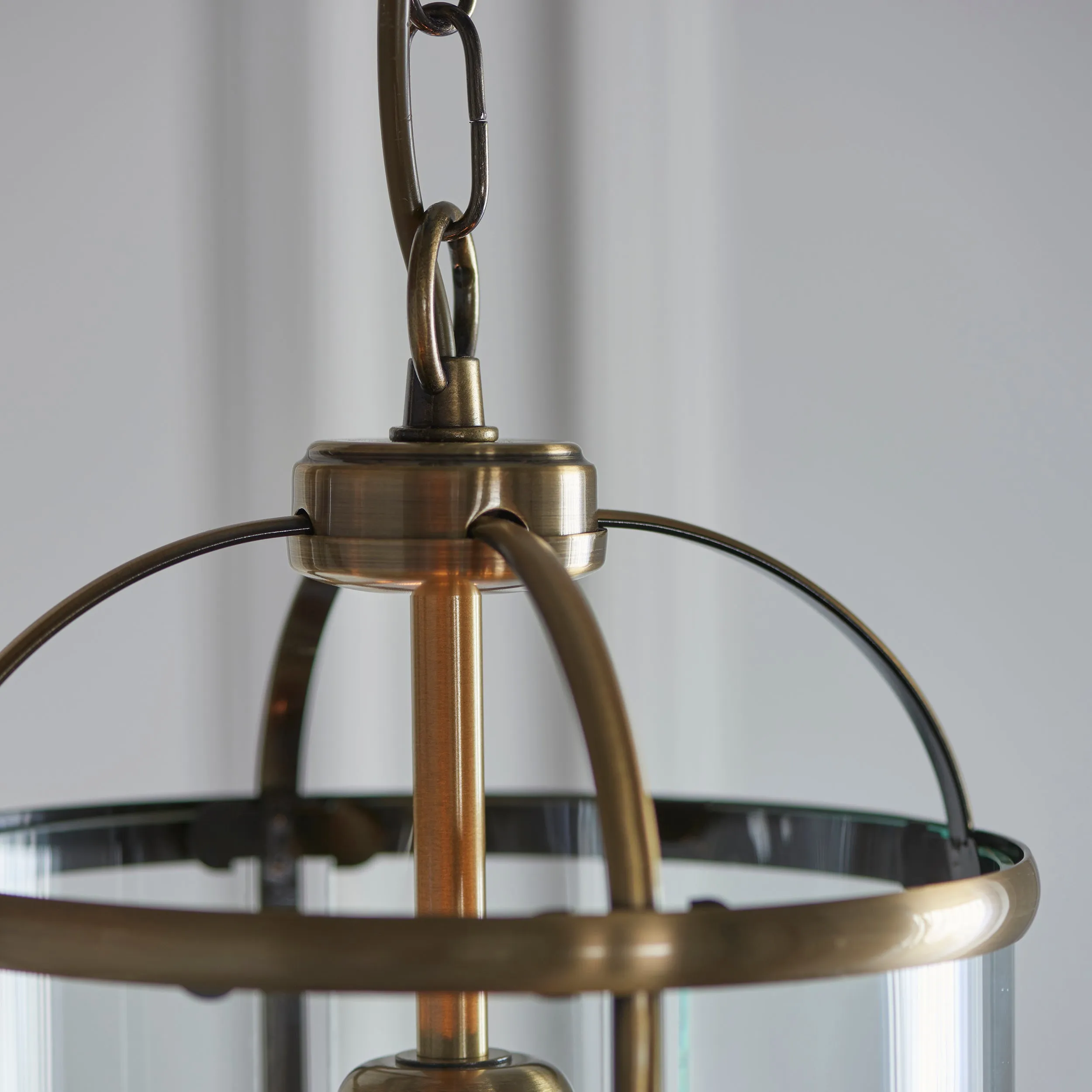 Endon 69454 Lambeth 1lt Pendant Antique brass plate & clear glass 40W E27 GLS (Required)