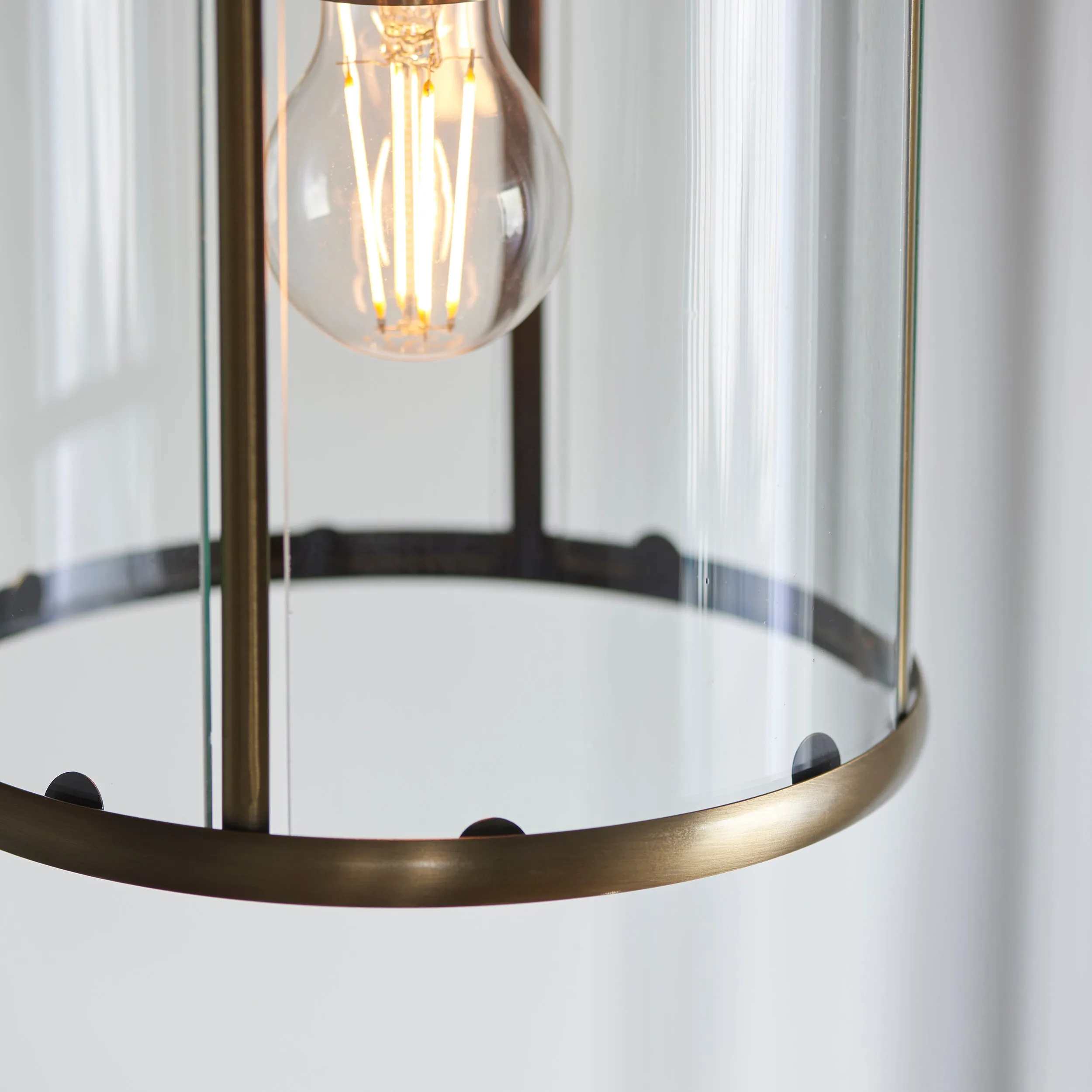 Endon 69454 Lambeth 1lt Pendant Antique brass plate & clear glass 40W E27 GLS (Required)