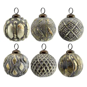 Farmhouse Ball Ornaments (Silver Gray, Case of 12)