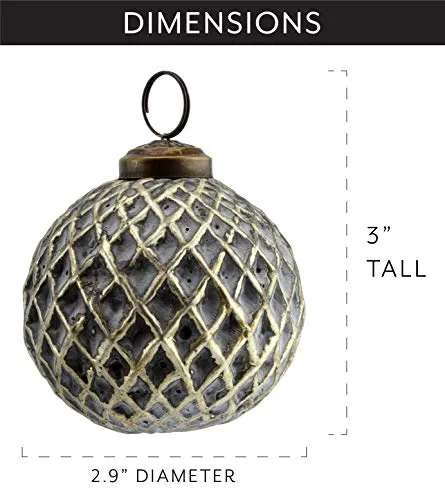 Farmhouse Ball Ornaments (Silver Gray, Case of 12)