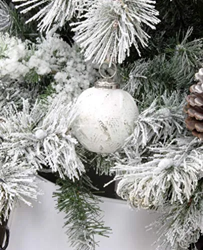 Farmhouse Ball Ornaments (White, Case of 5 Sets)