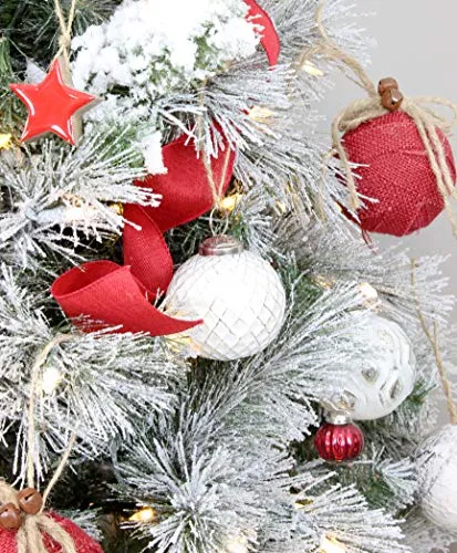 Farmhouse Ball Ornaments (White, Case of 5 Sets)