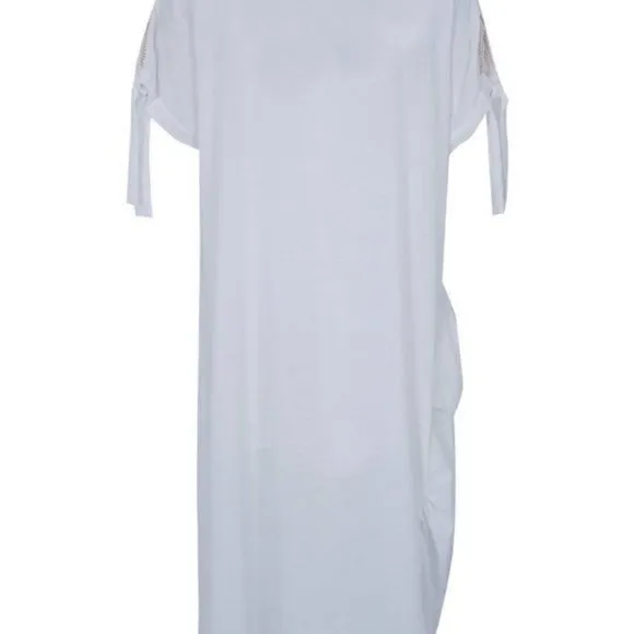 Fashion New Designer White 100% Linen SummerMaxi  Dress Beach XL XXL SALE