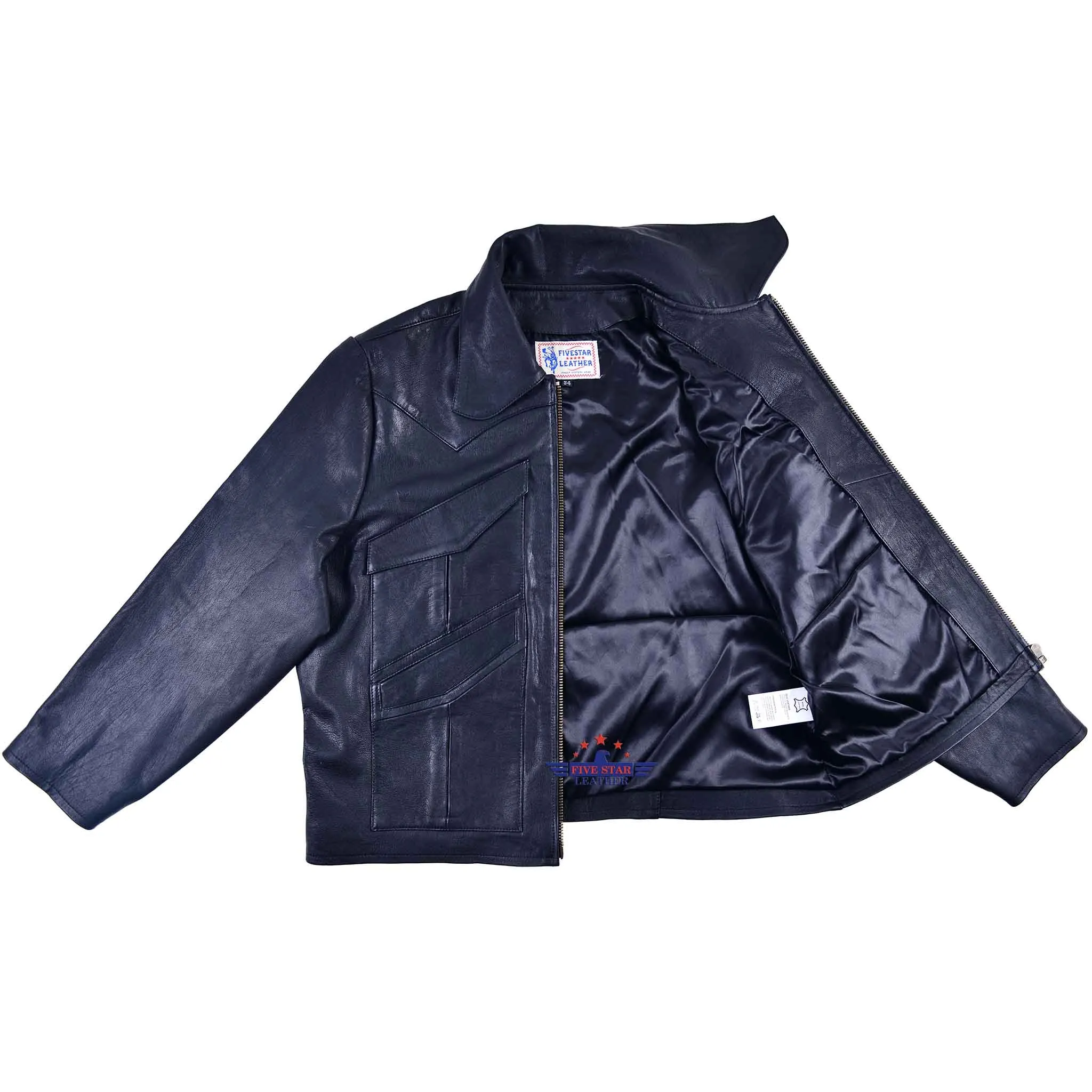 FiveStar Leather Men Vintage Winchester Jacket Black Goatskin