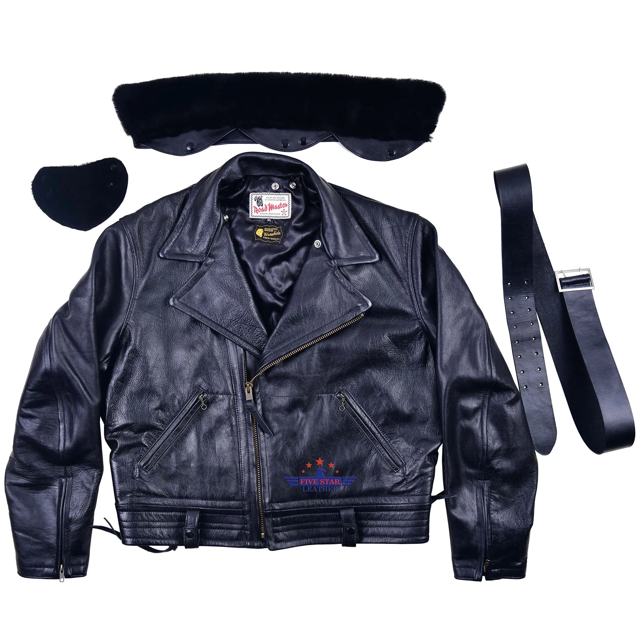 FiveStar Leather Reproduced Men Vintage LAPD Jacket Horsehide Leather Black