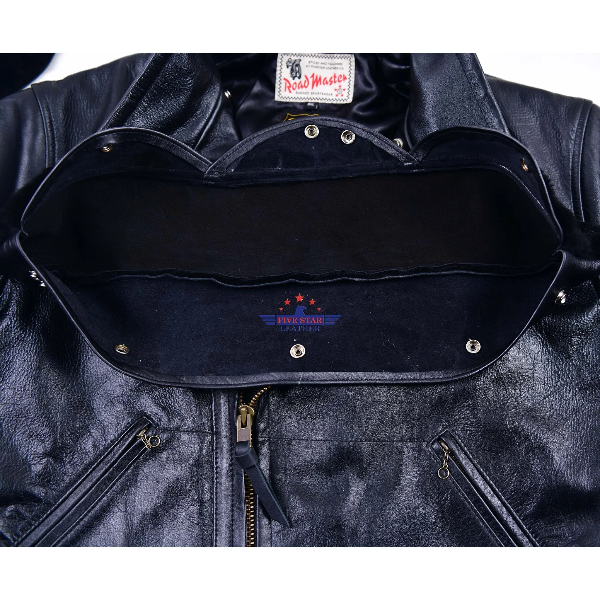 FiveStar Leather Reproduced Men Vintage LAPD Jacket Horsehide Leather Black