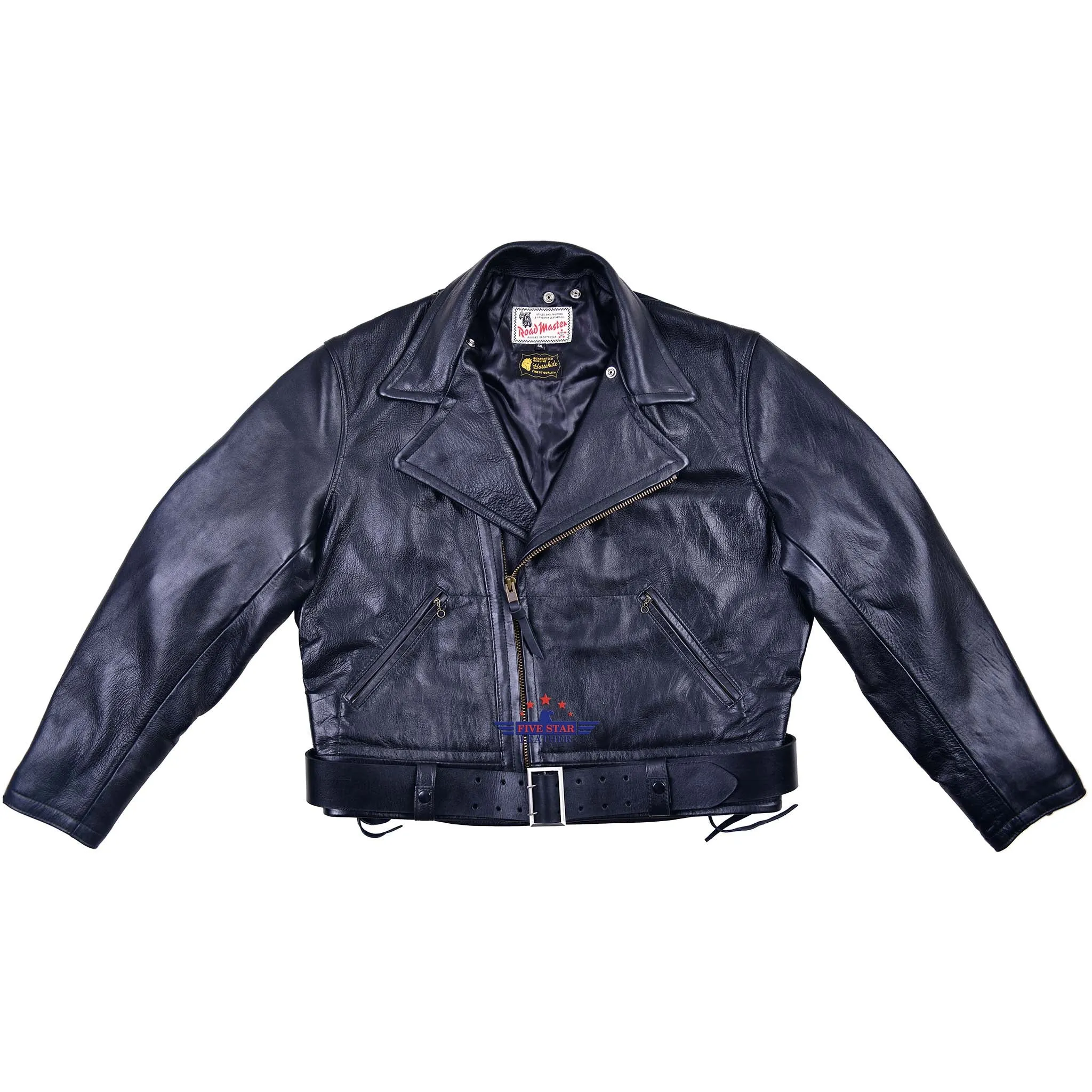 FiveStar Leather Reproduced Men Vintage LAPD Jacket Horsehide Leather Black