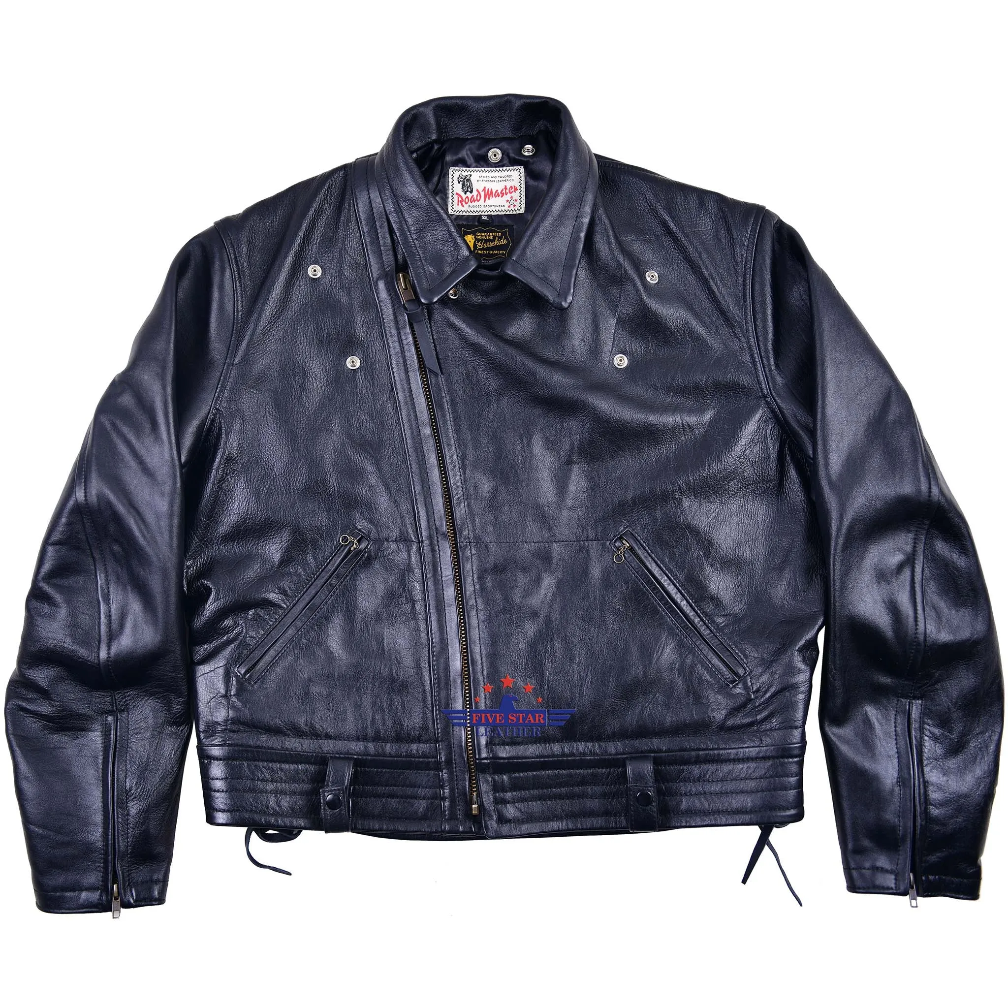 FiveStar Leather Reproduced Men Vintage LAPD Jacket Horsehide Leather Black