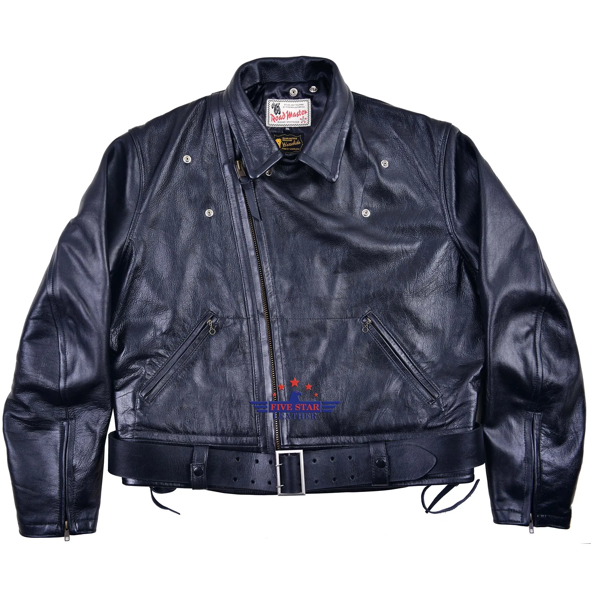 FiveStar Leather Reproduced Men Vintage LAPD Jacket Horsehide Leather Black