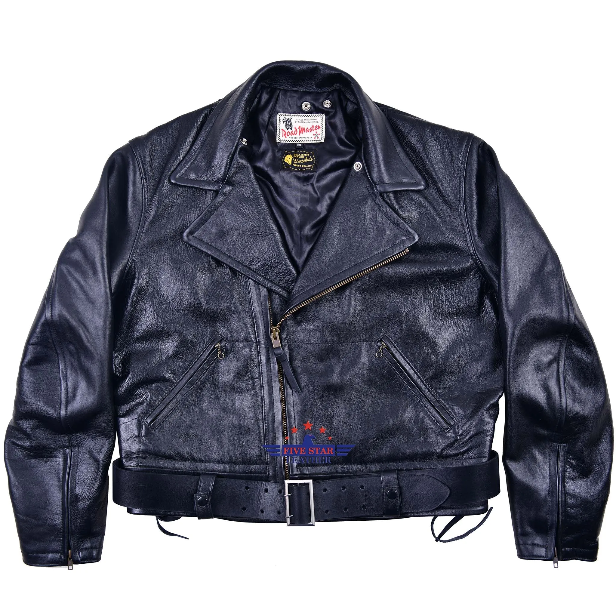 FiveStar Leather Reproduced Men Vintage LAPD Jacket Horsehide Leather Black