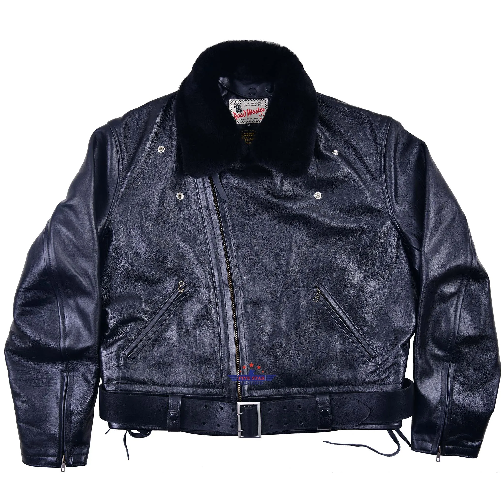 FiveStar Leather Reproduced Men Vintage LAPD Jacket Horsehide Leather Black