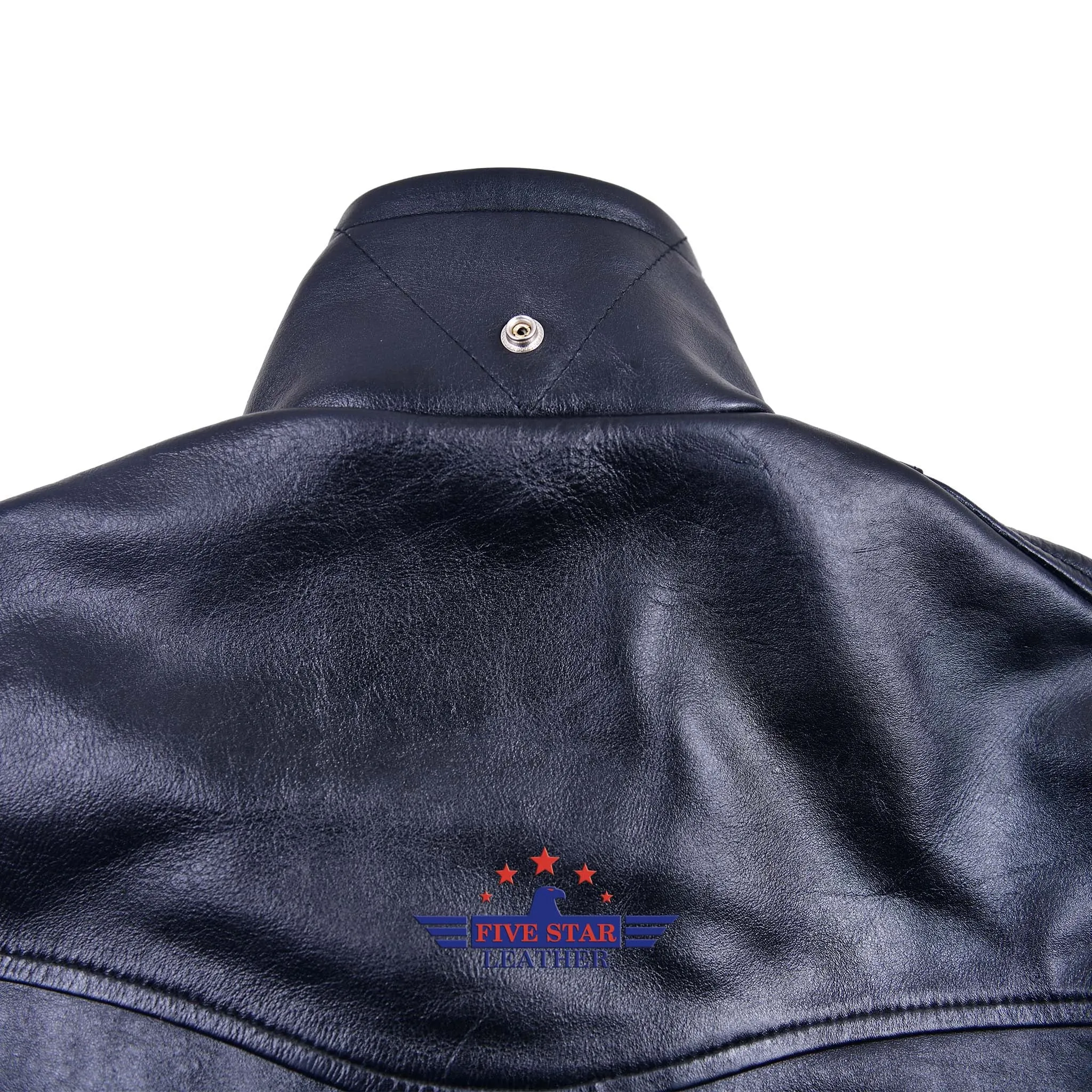 FiveStar Leather Reproduced Men Vintage LAPD Jacket Horsehide Leather Black