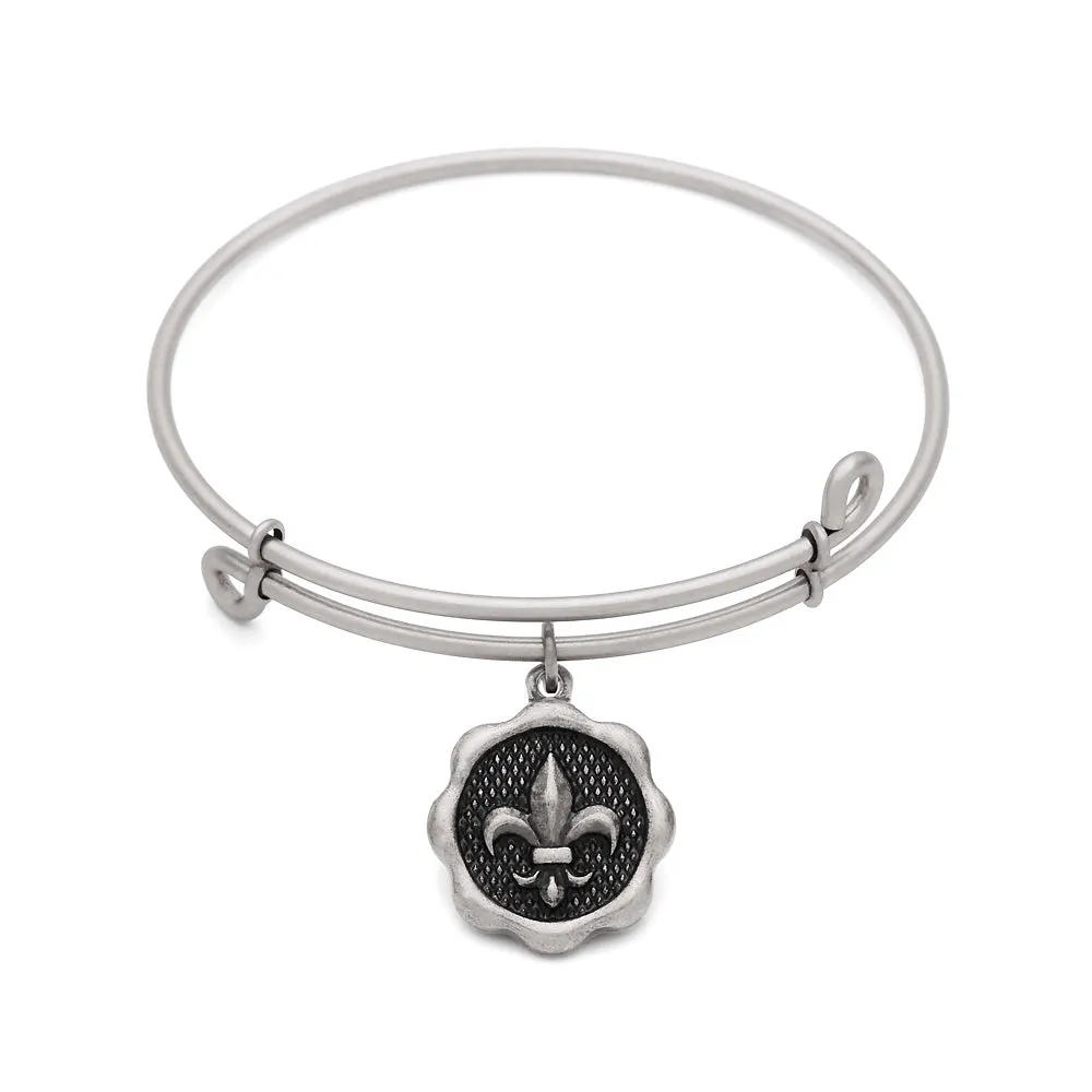 Fleur-de-Lis, Bangle Antique Silver Color Finish