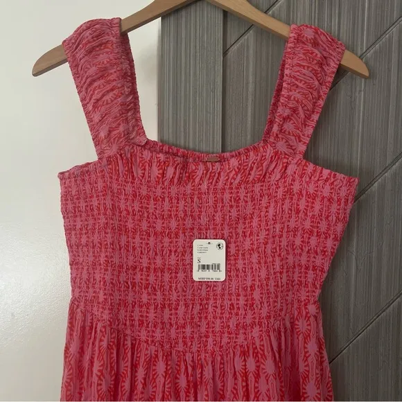 Free People Women's Sweet Annie Mini Dress, Pink Combo Size Small NWT