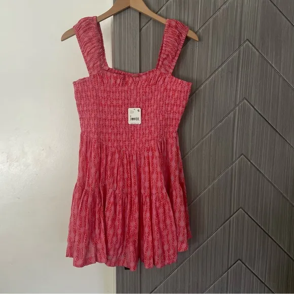 Free People Women's Sweet Annie Mini Dress, Pink Combo Size Small NWT