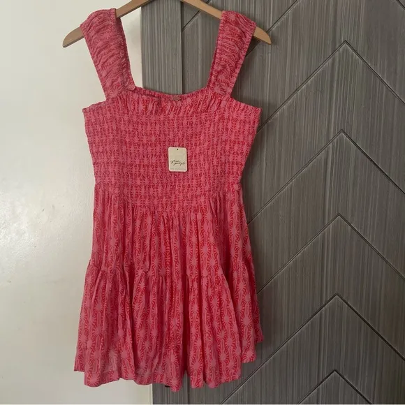 Free People Women's Sweet Annie Mini Dress, Pink Combo Size Small NWT