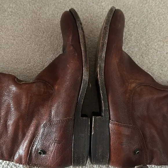 FRYE Women's Melissa Button Back-Zip Boot Brown Sz 7 Equestrian Preppy Classic