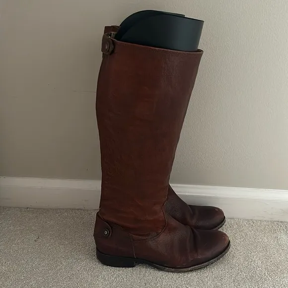 FRYE Women's Melissa Button Back-Zip Boot Brown Sz 7 Equestrian Preppy Classic