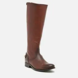 FRYE Women's Melissa Button Back-Zip Boot Brown Sz 7 Equestrian Preppy Classic