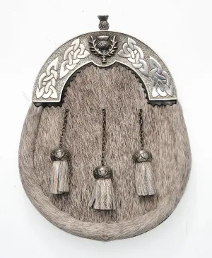 Full Dress Antique Thistle Design Sporran - Natural Calfskin