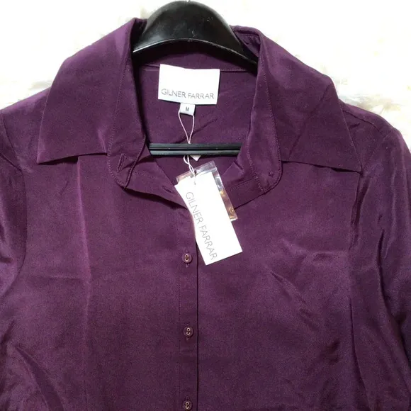 Gilner Farrar Parker 100% Silk Brooke Dress Deep Purple M Witchy Fall Winter Lux