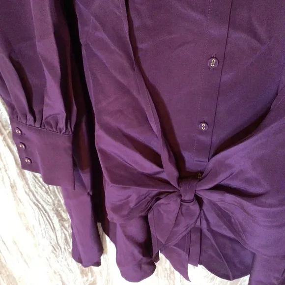 Gilner Farrar Parker 100% Silk Brooke Dress Deep Purple M Witchy Fall Winter Lux