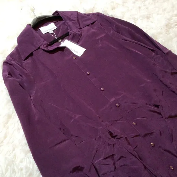 Gilner Farrar Parker 100% Silk Brooke Dress Deep Purple M Witchy Fall Winter Lux