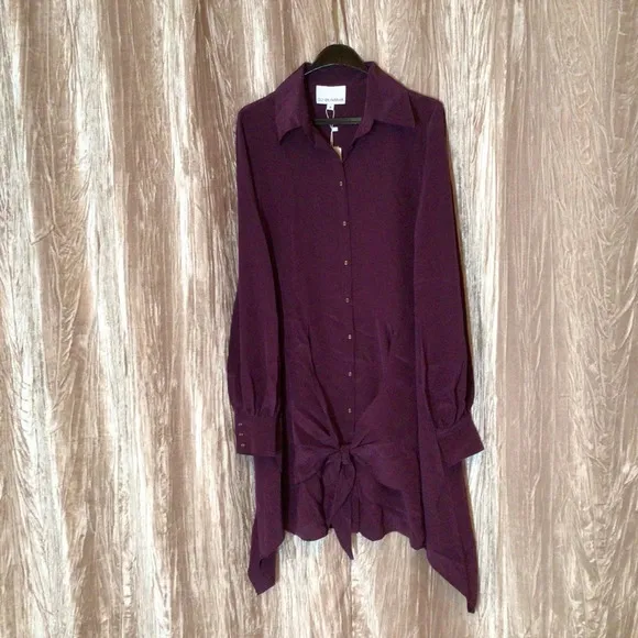 Gilner Farrar Parker 100% Silk Brooke Dress Deep Purple M Witchy Fall Winter Lux