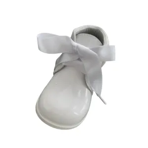 Girls white glitter boot