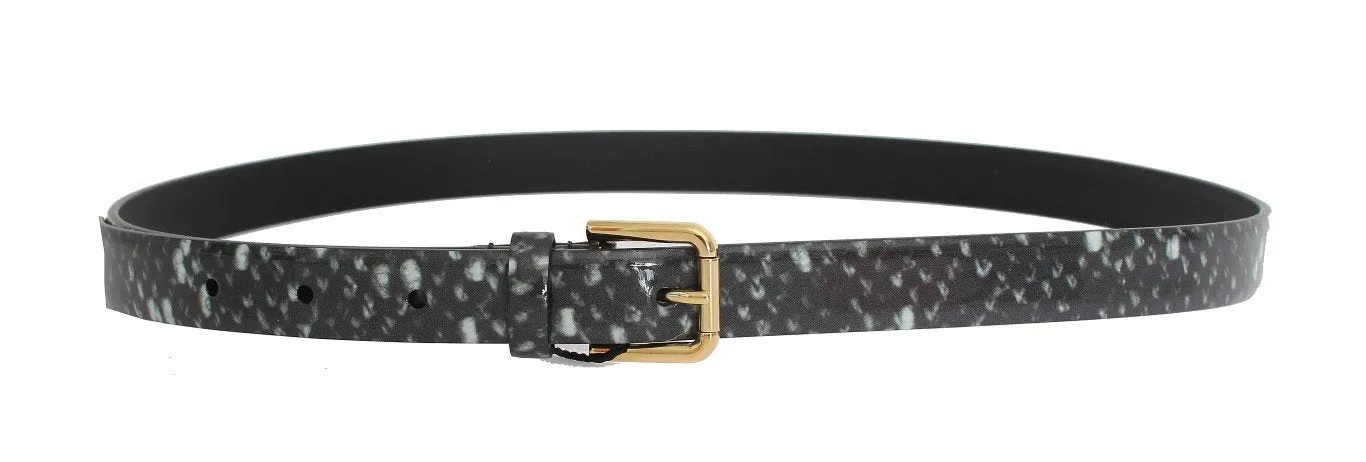 Gray Leather Gold Buckle Belt