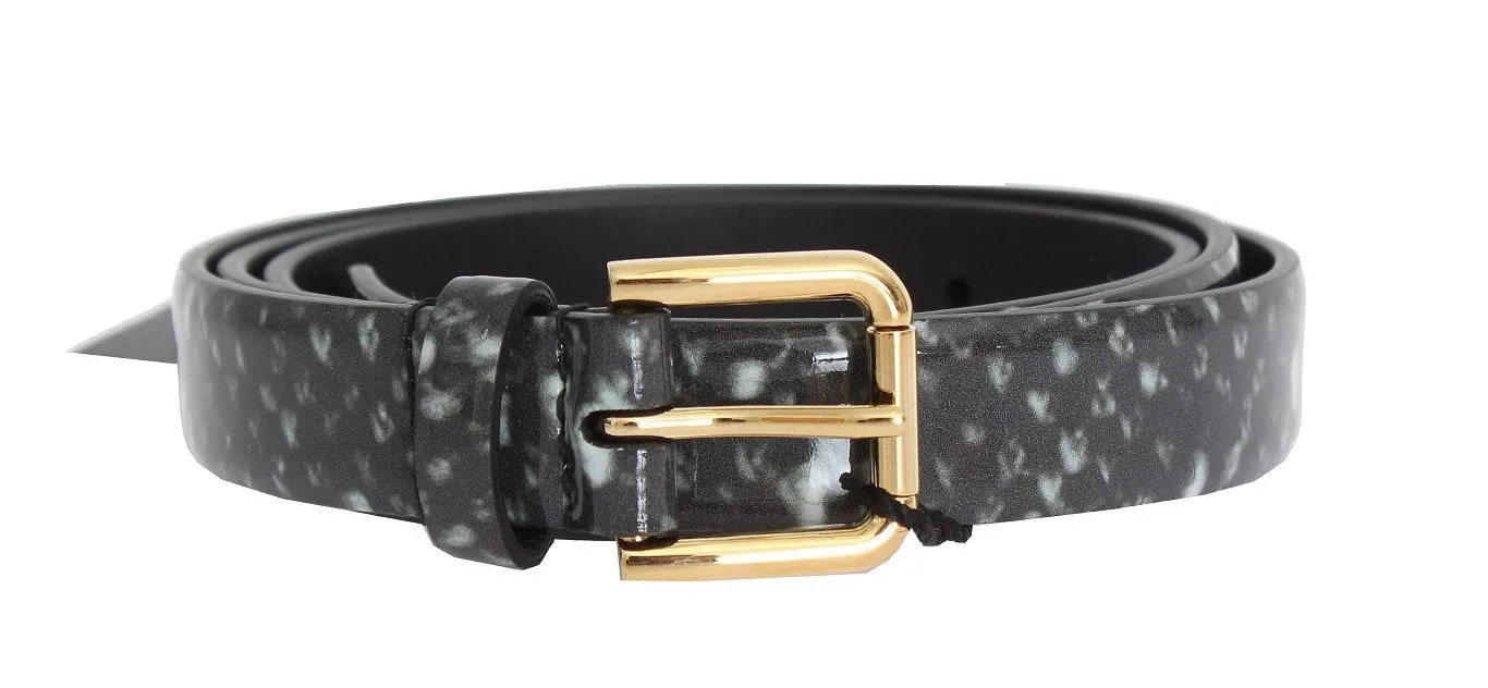 Gray Leather Gold Buckle Belt